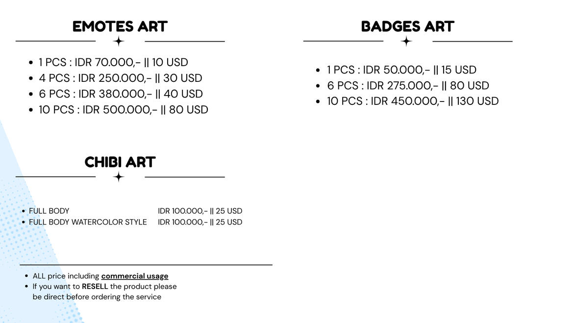 emotes badge chibi art pricelist